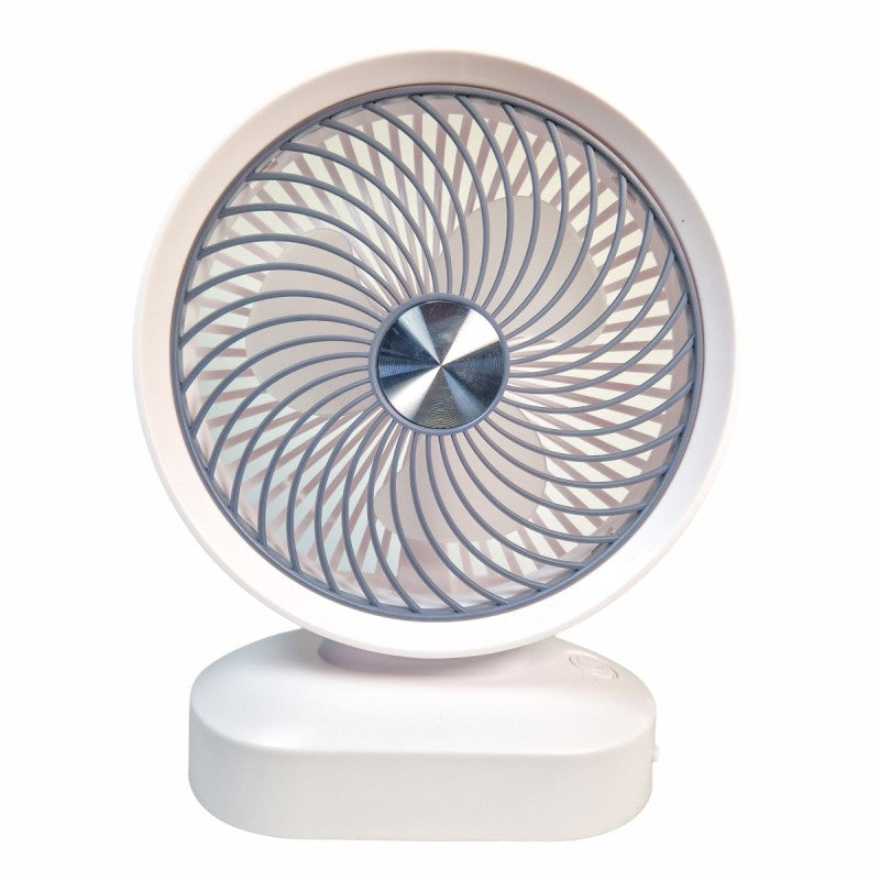 VENTILADOR DE MESA PORTÁTIL A BATERÍA RECARG. ROSA. 10"