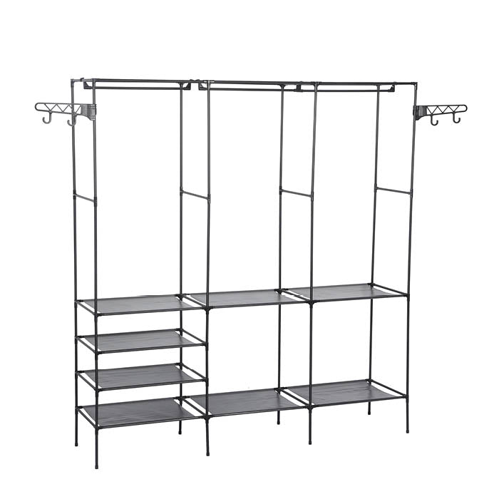 ROPERO ABIERTO METALICO CON PERCHERO DECOTEAM TRIPLE DDR-045 NEGRO