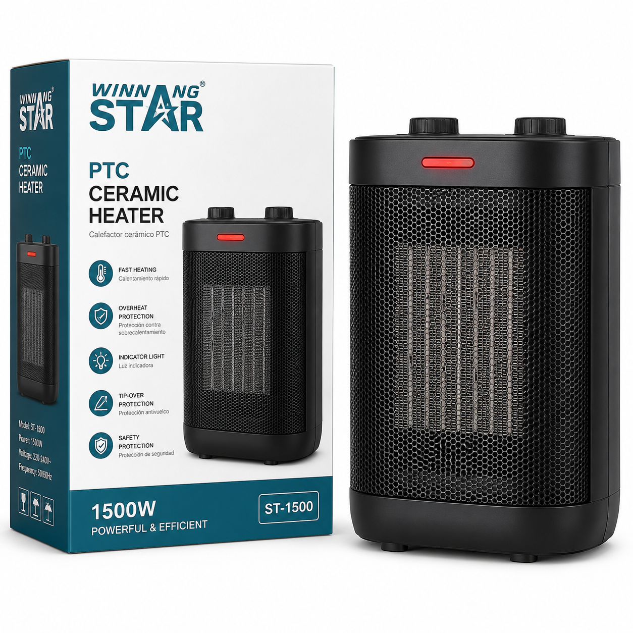 Estufa Eléctrica Winning Star ST-4087 1500W Negra