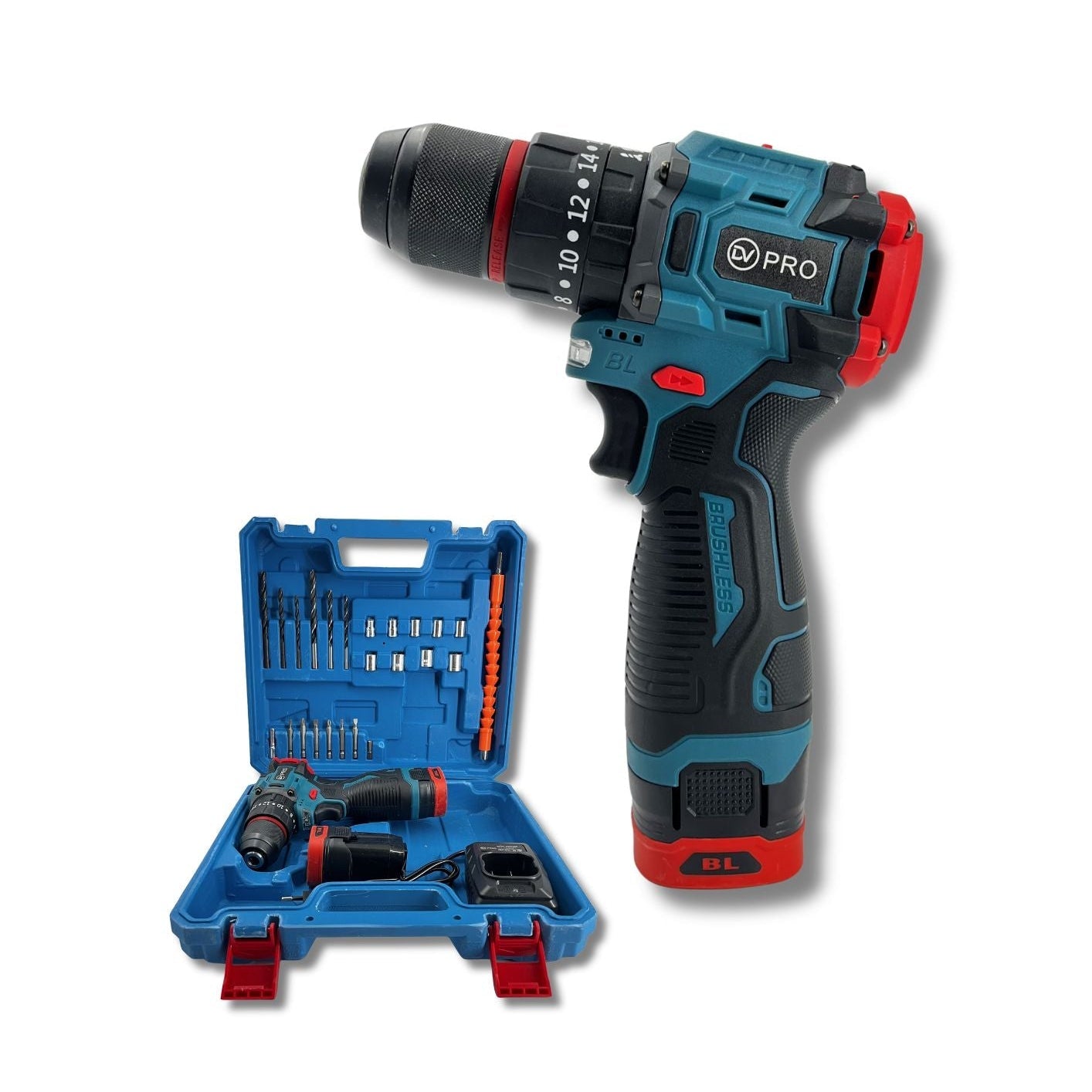 Taladro Inalámbrico 21V Brushless 13mm DV-6006A con Accesorios
