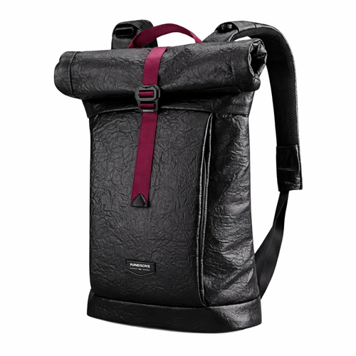 Mochila para Viaje SATE A-K3228W-2 Negro y Lila Cuero Impermeable