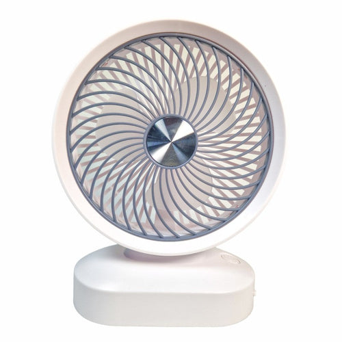 VENTILADOR DE MESA PORTÁTIL A BATERÍA RECARG. ROSA. 10"
