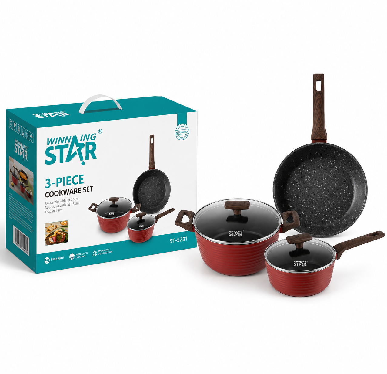 Set de Ollas Antiadherentes Winning Star ST-5231 4 Piezas