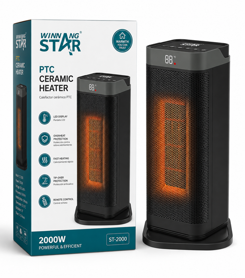 Estufa Eléctrica Winning Star ST-4081 2000W con Control Remoto