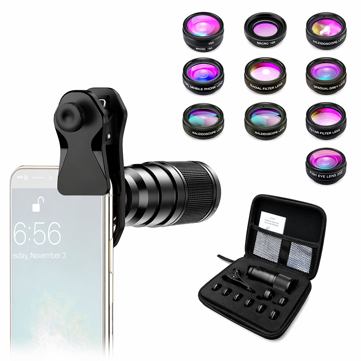 Kit Lentes para Celular APL-22XDG9 Zoom 22X Gran Angular Macro