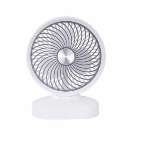 VENTILADOR DE MESA PORTÁTIL A BATERÍA RECARG. BLANCO. 10"