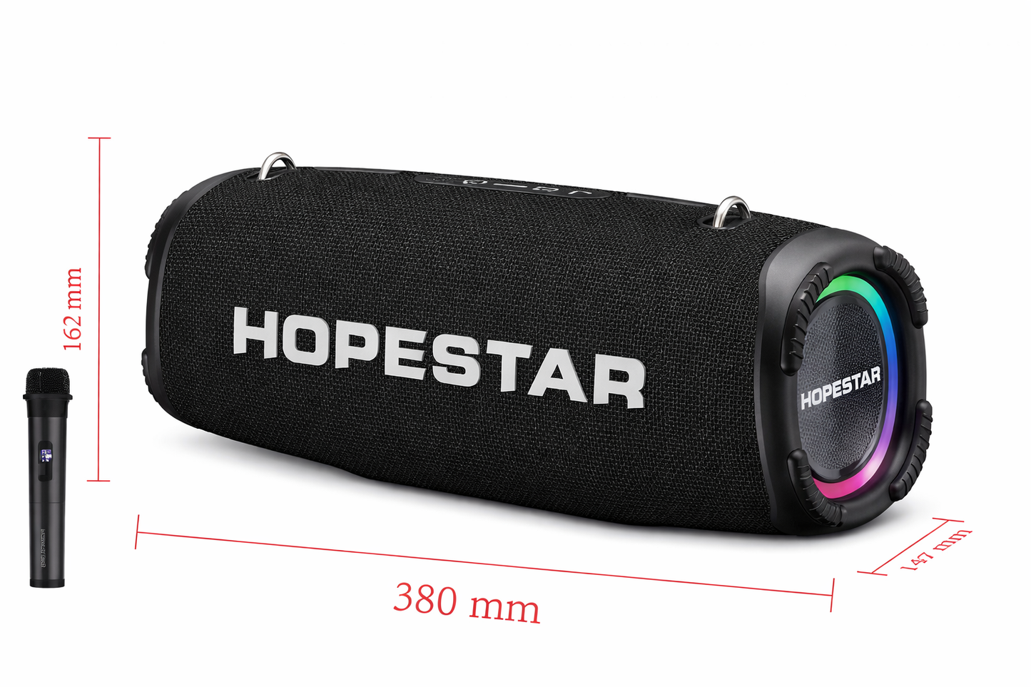 Speaker Bluetooth SATE Hopestar HS-1511 Negro 80W con Luces LED y Puertos USB/SD/AUX