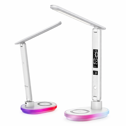Lámpara LED SATE AC-T7006 con Pantalla LCD, Carga Inalámbrica 10W y RGB