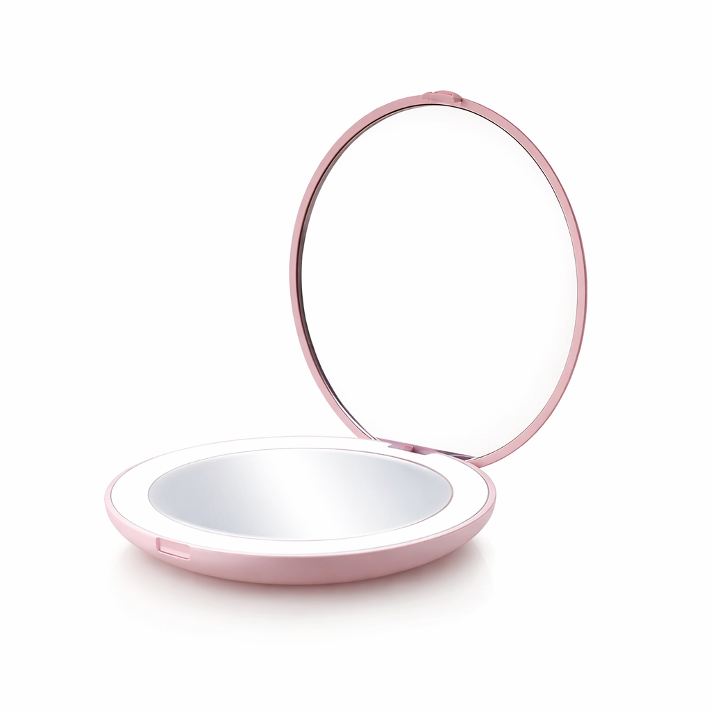 Espejo LED Recargable A-M136 Rosado con Luz Integrada