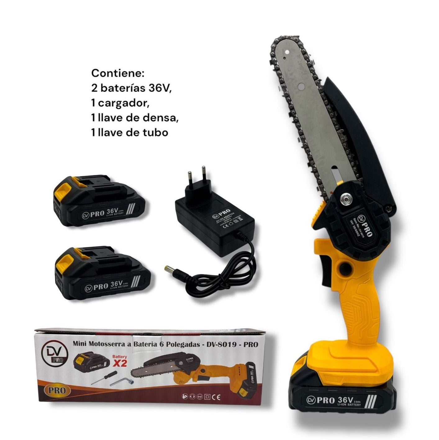 Mini Motosierra Inalámbrica 6” 36V DV-8019 con Kit Completo