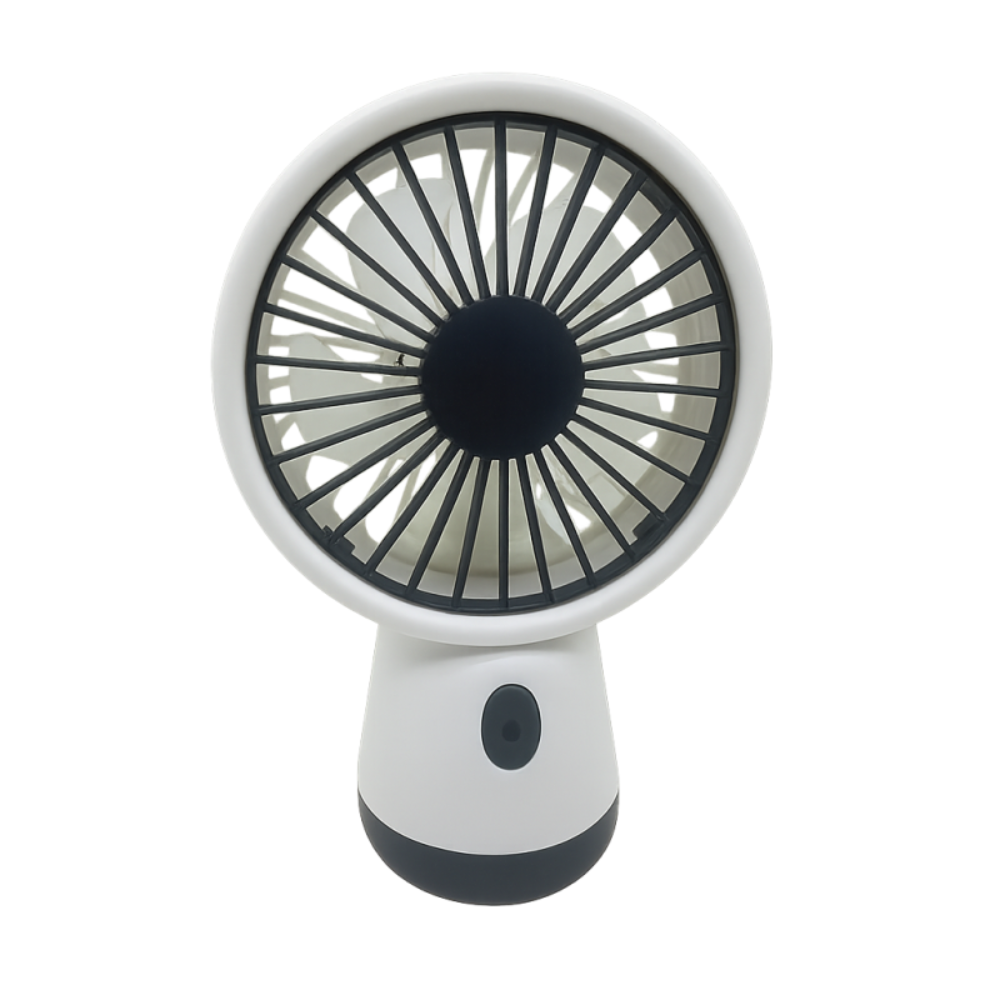 VENTILADOR DE MANO PORTÁTIL A BATERÍA RECARG. BLANCO. 4"