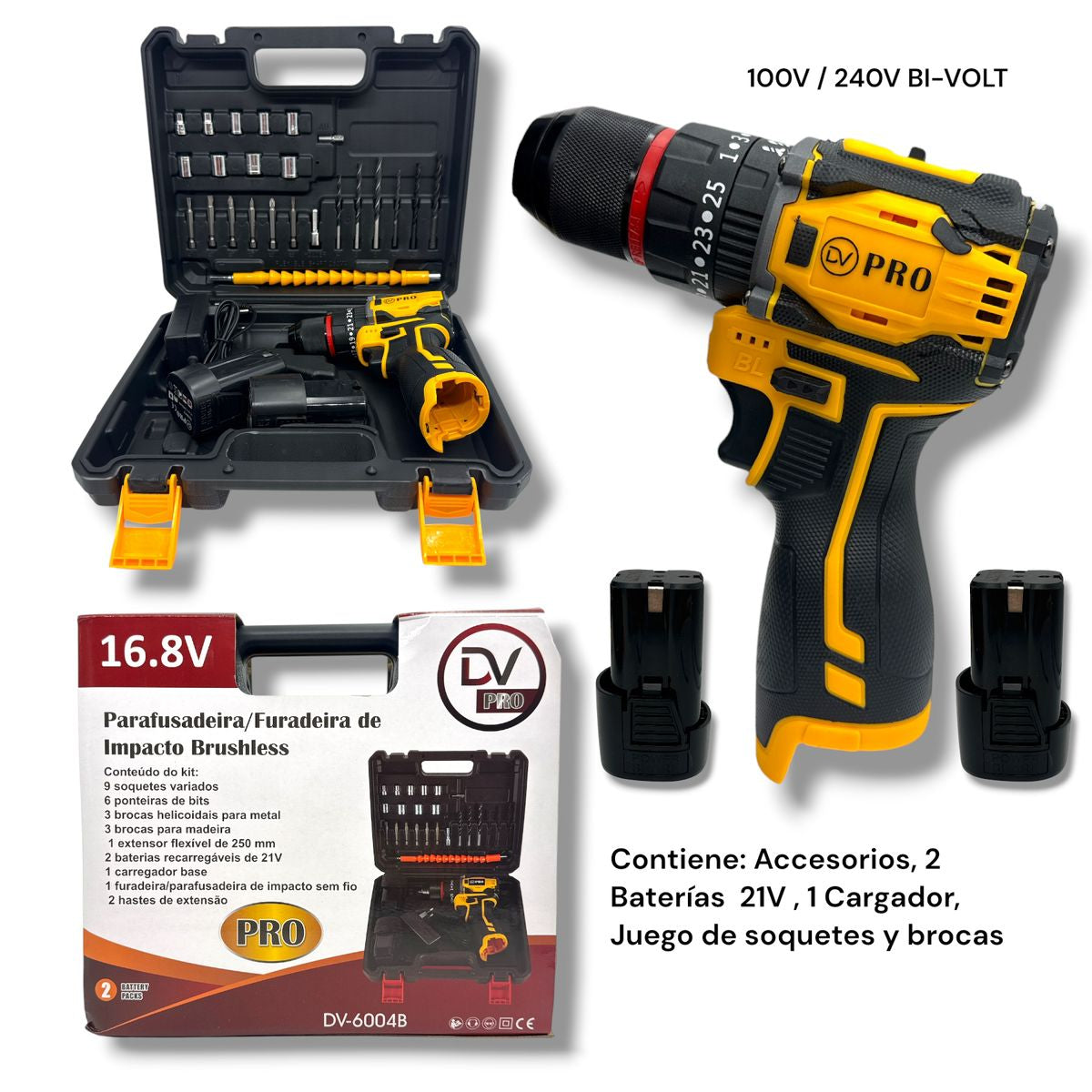 Taladro Atornillador de Impacto DV-PRO DV-6004B 16.8V Inalámbrico