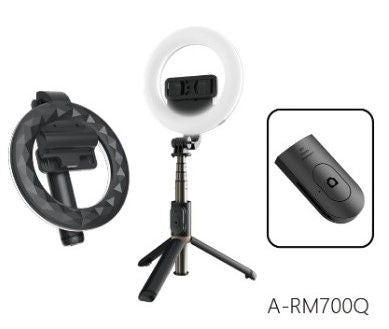 Trípode selfie SATE A-RM700Q con aro LED y control remoto