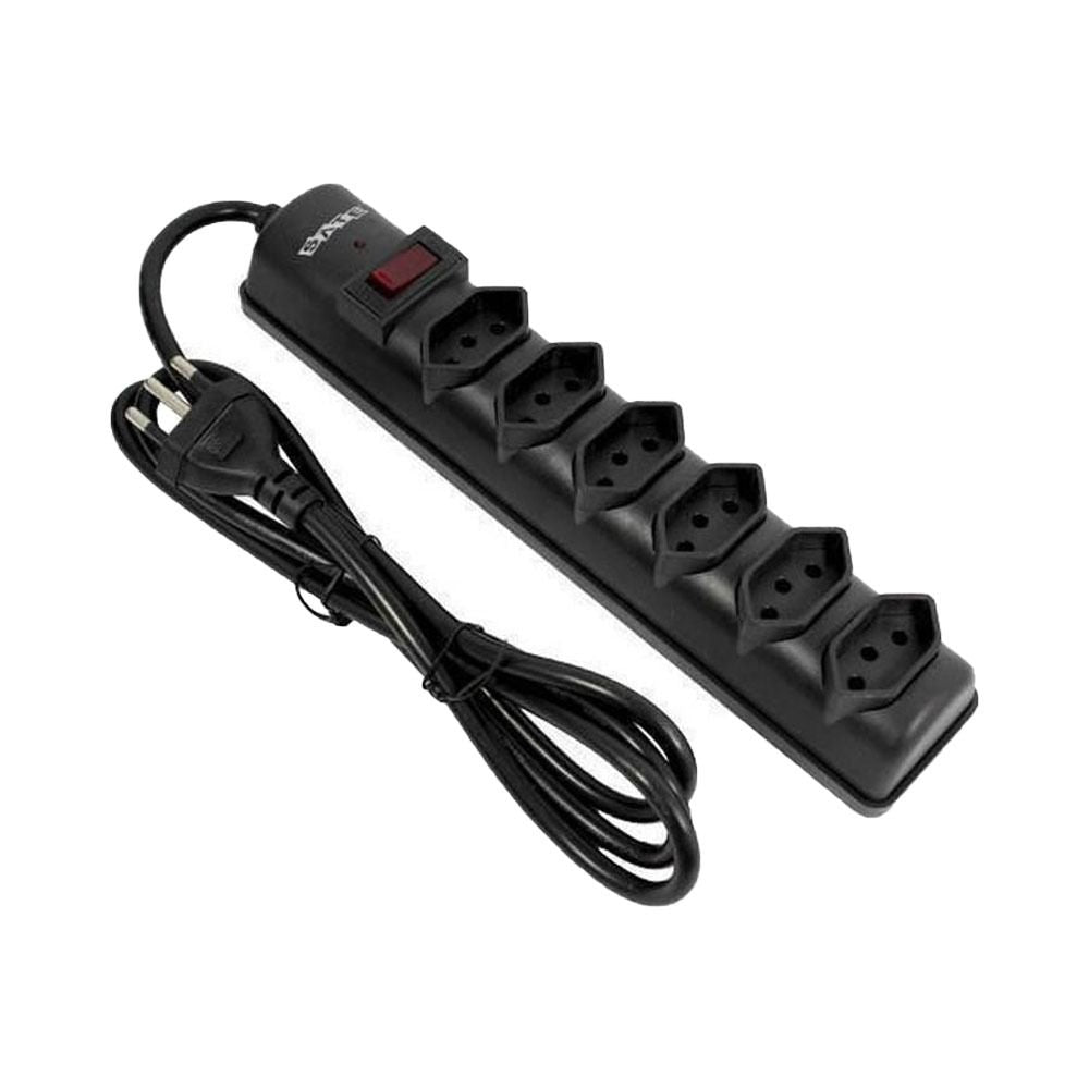 Prolongador eléctrico SATE A-R04 de 6 tomas tipo Brasil con protección