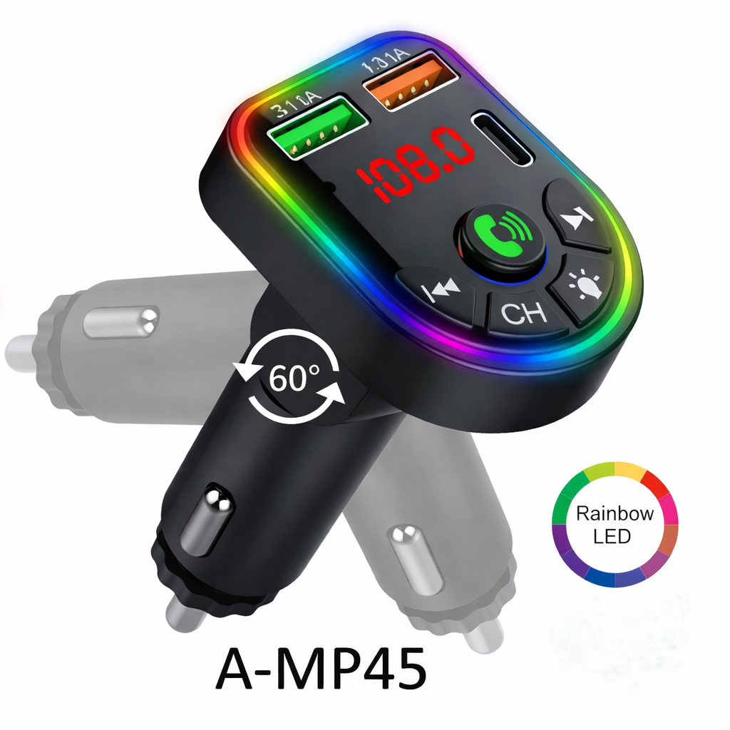 Transmisor para Auto A-MP45 Bluetooth FM USB Dual USB + USB-C PD
