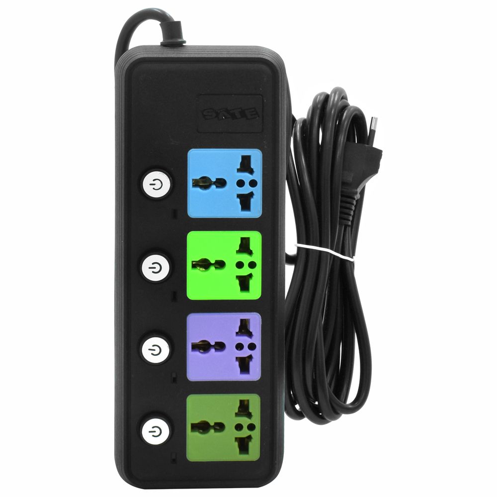 Prolongador eléctrico SATE A-R342 2 metros 4 tomas con colores 2500W