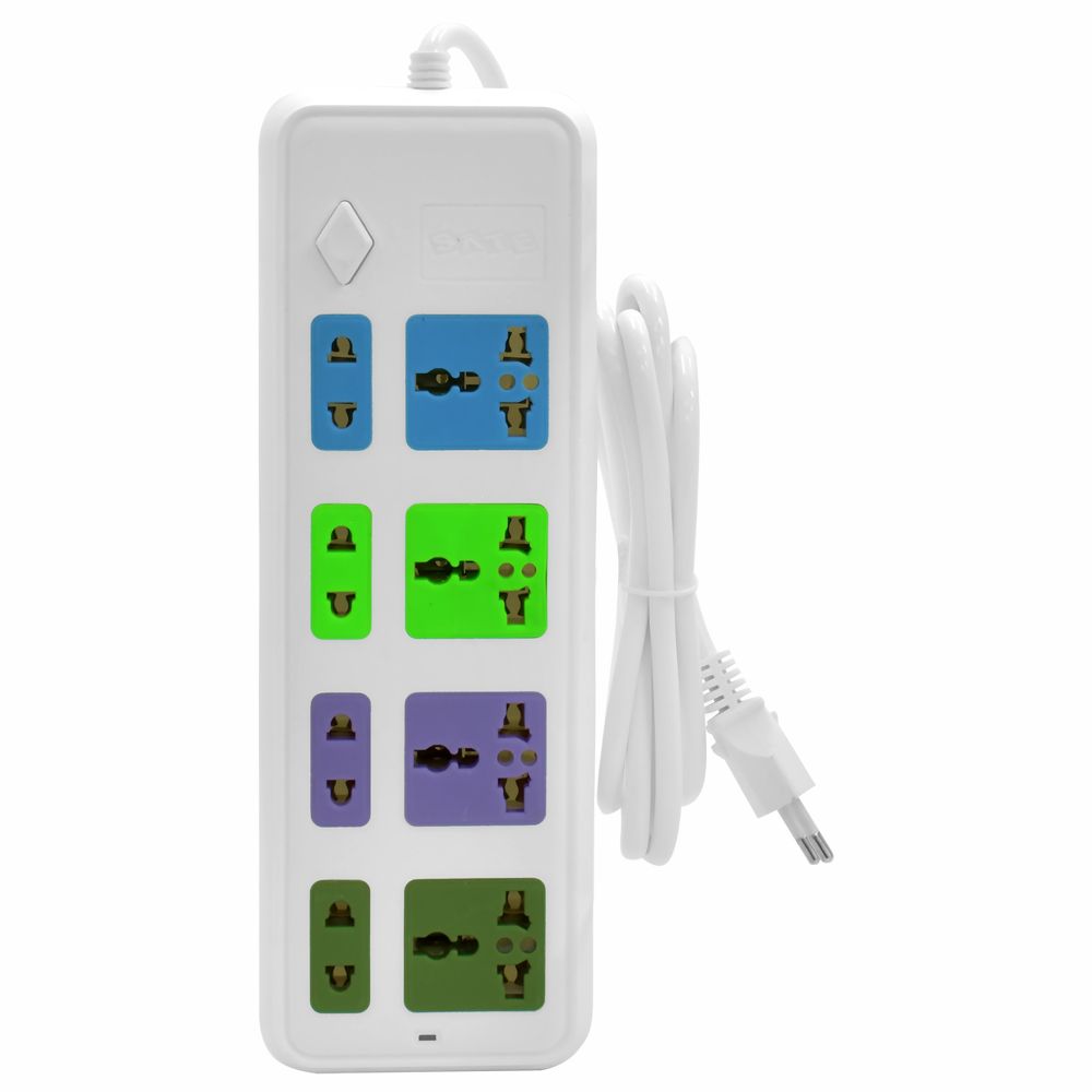 Prolongador eléctrico SATE A-R382W 2 metros 8 tomas de colores blanco 2500W