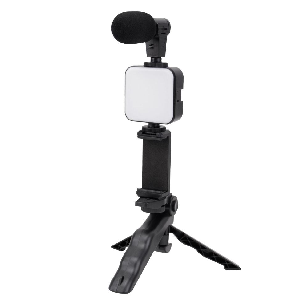 Trípode para videos SATE A-RM4900 con luz LED y micrófono