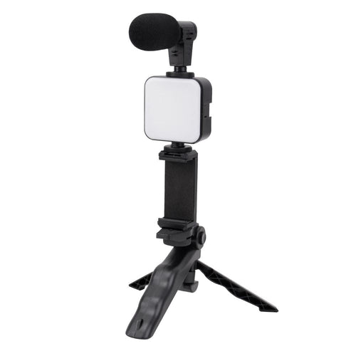 Trípode para videos SATE A-RM4900 con luz LED y micrófono