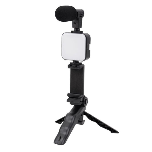 Trípode para videos SATE A-RM4900 con luz LED y micrófono