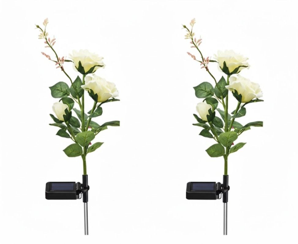 Estaca solar LED decorativa con flores guirnalda para jardín