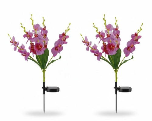 Estaca solar LED decorativa con orquídeas para jardín