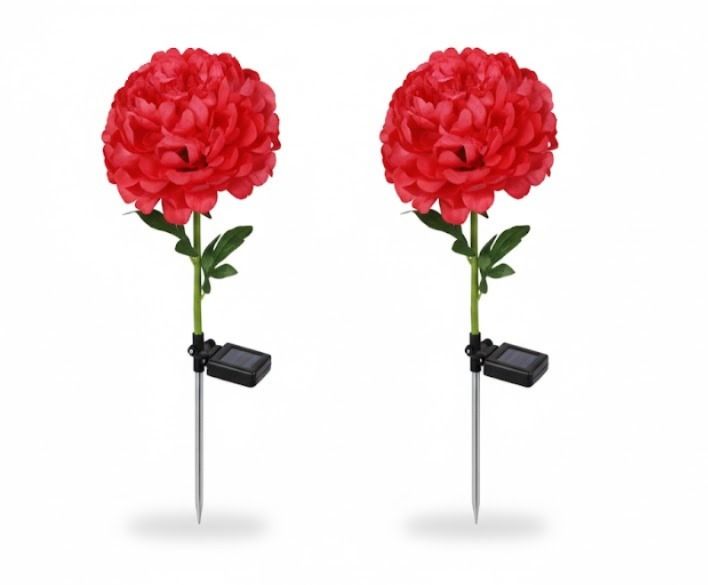 Estaca solar LED decorativa con rosas rojas para jardín