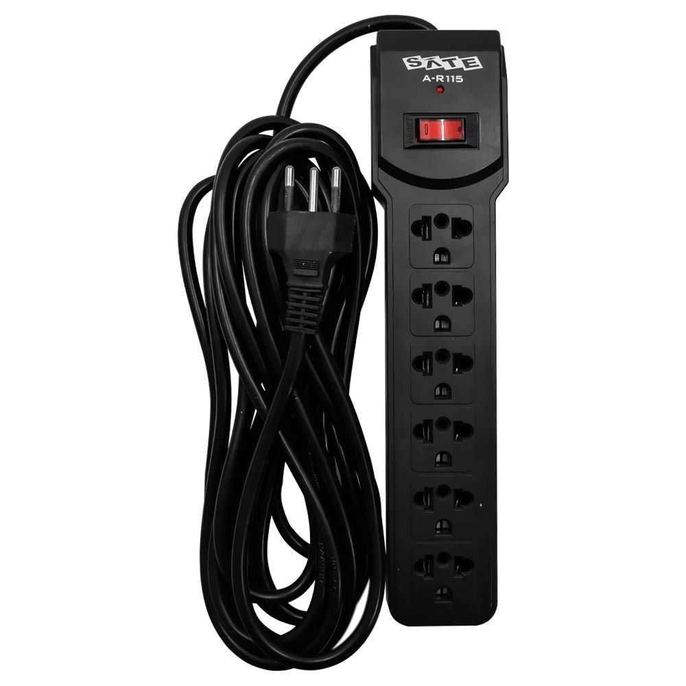 Prolongador eléctrico SATE A-R115 de 6 tomas con protección y cable de 5 metros