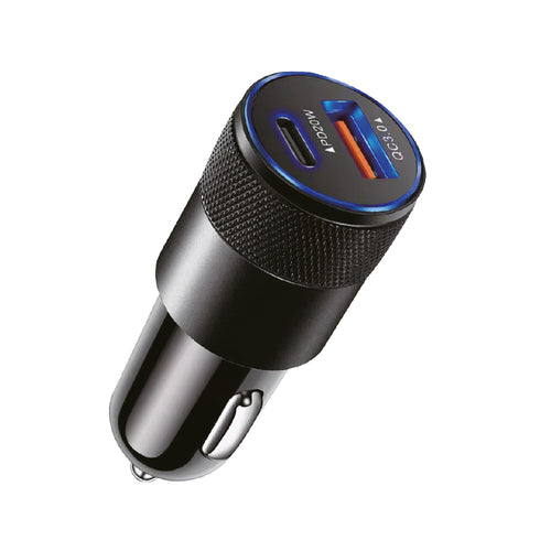 CARGADOR RAPIDO DE AUTO USB + USB C KCR-4741